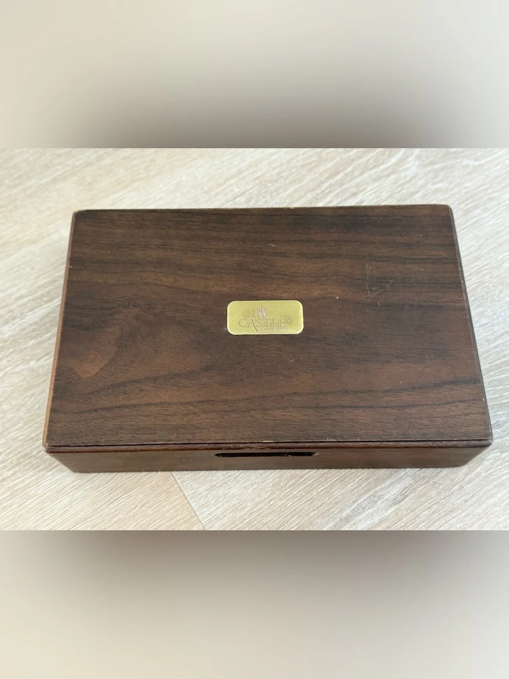 Trump’s Castle Casino Resort Black Walnut Jewelry Box Vintage Red Felt Lined